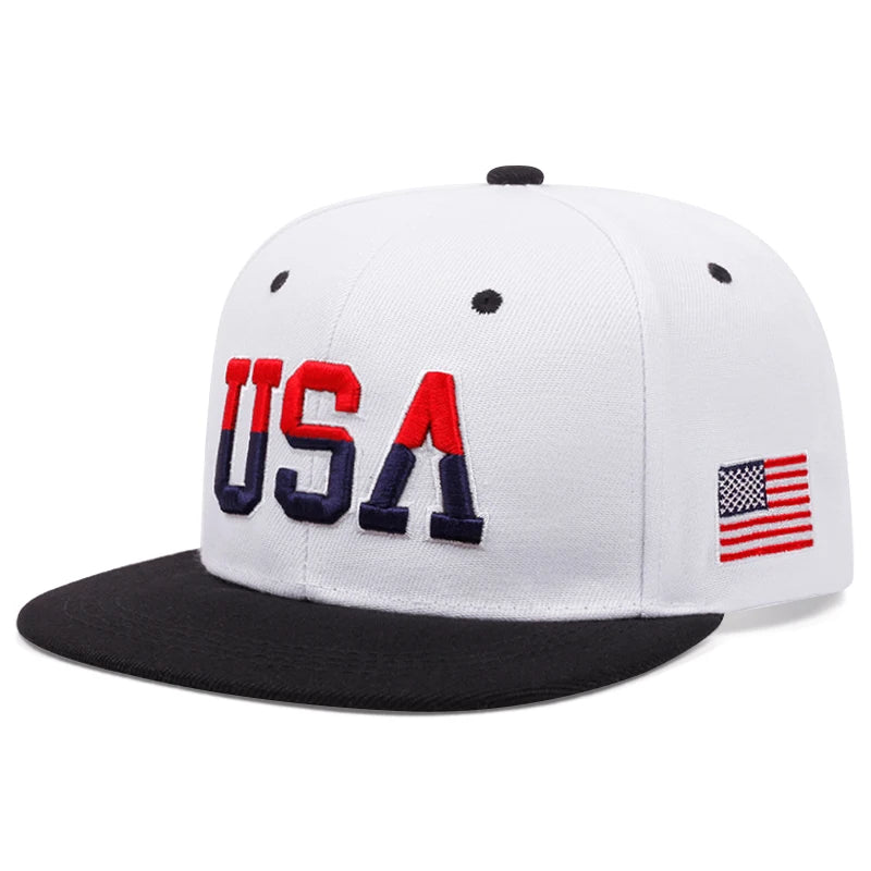 USA Flag Embroidered Snapback Baseball Cap | FBA Vibes
