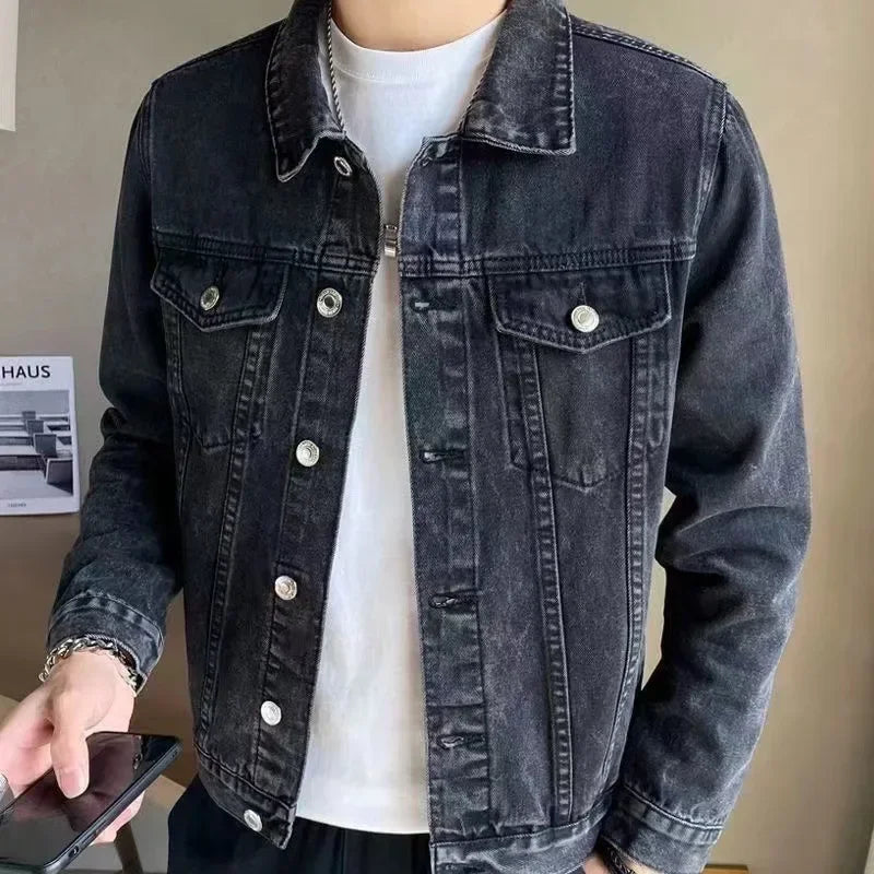 Men's Loose Fit Denim Jacket – Casual Workwear | 4 Colors | S–5XL | FBA Vibes