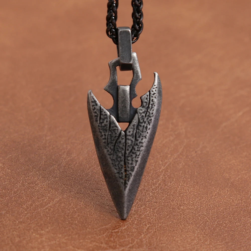 FBA Men's Native Spearhead Arrowhead Pendant Necklace | Stainless Steel Amulet