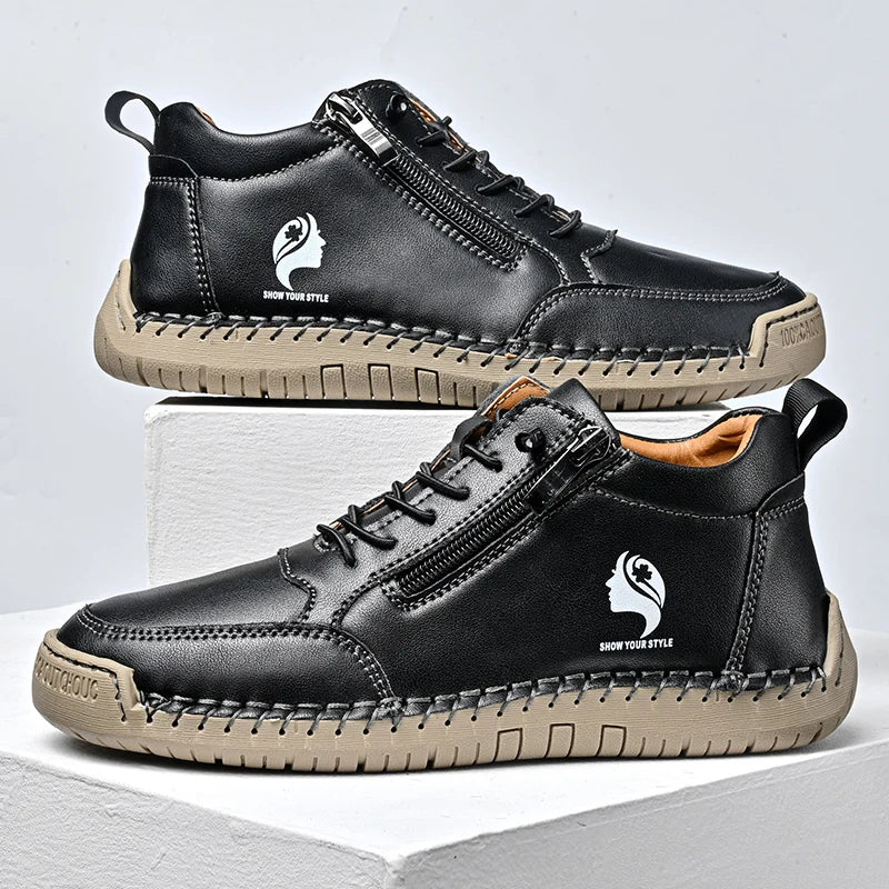 Women's British Retro Flat Leather Ankle Boot | FBA Vibes