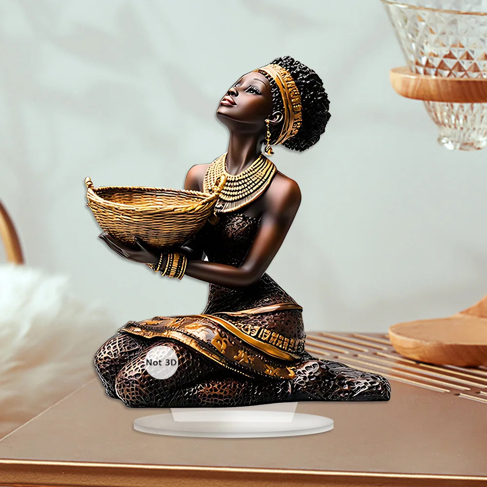 African Women Prayer Acrylic Sculpture | Desktop Decorative Ornament for Home & Living Room
