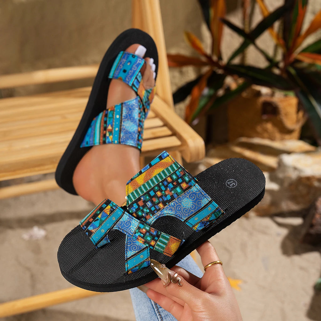 Women's Platform Beach Slides | Colorful Open Toe Summer Slippers | FBA Vibes