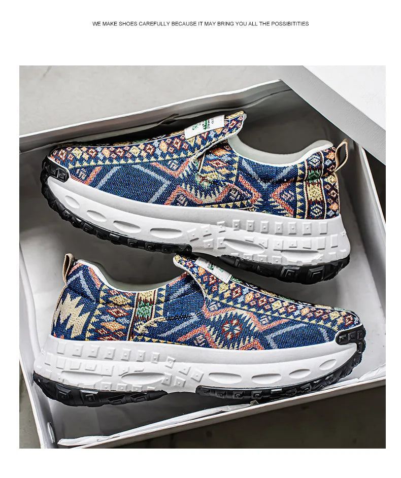 FBA Bohemia Print Canvas Sneakers | Breathable Anti-Slip Casual Shoes
