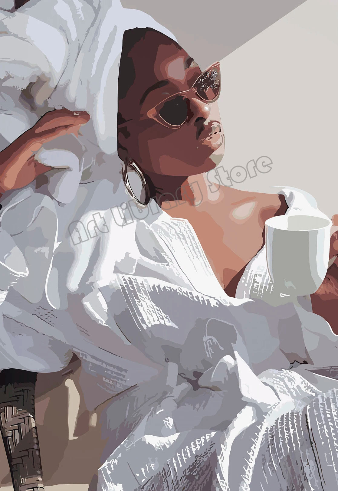 Black Woman Fashion Portrait Canvas Print | Makeup Jewelry Wall Art | FBA Vibes