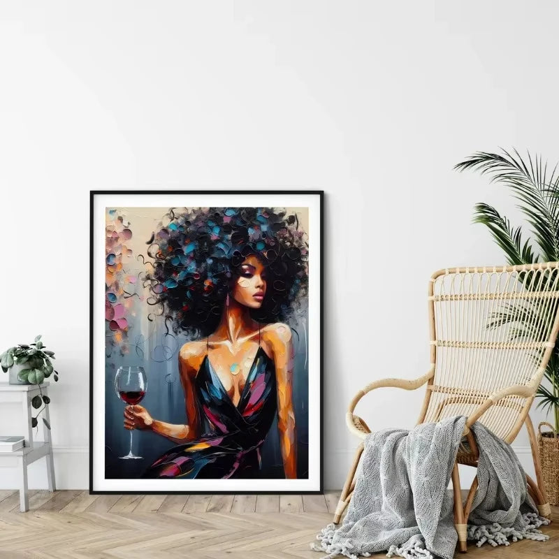 Black Woman Relaxing Canvas Print | Cool Girl Reading Book Afro Wall Art