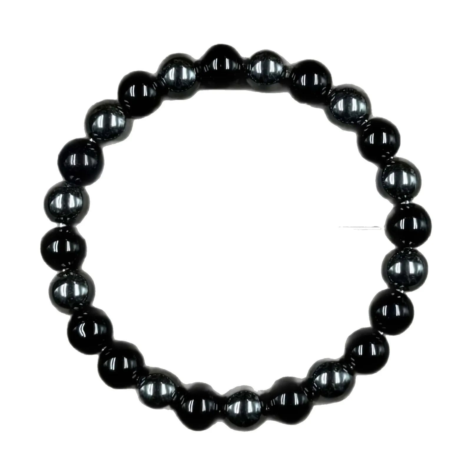 FBA Obsidian Hematite Beaded Memory Bracelet | Natural Stone Jewelry Gift