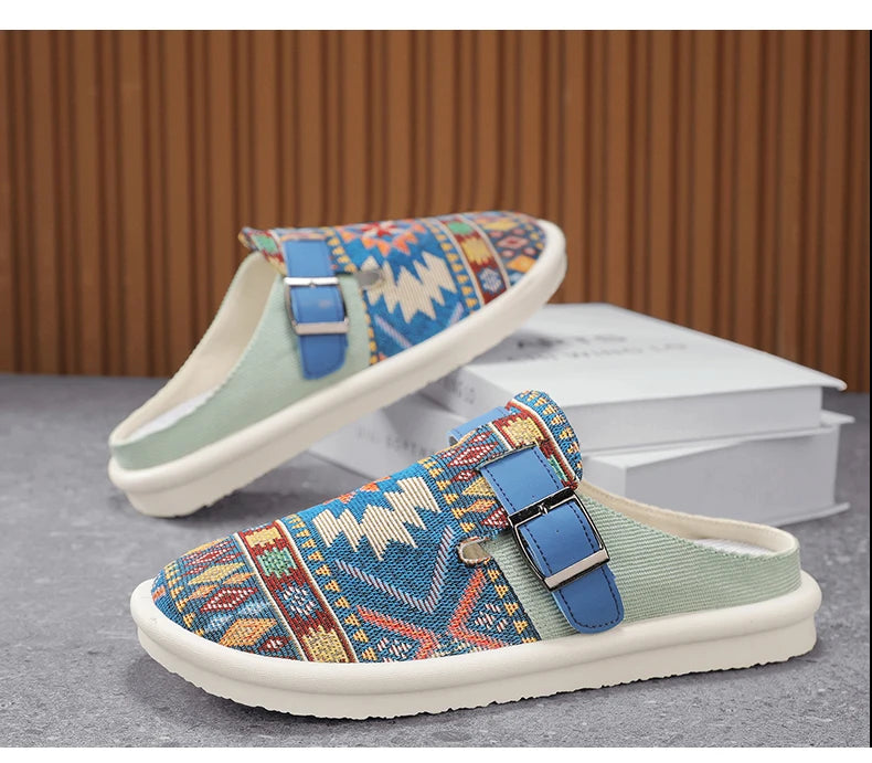 FBA Men's Canvas Half Slipper Party Sandals | Anti-Slip Casual Shoes