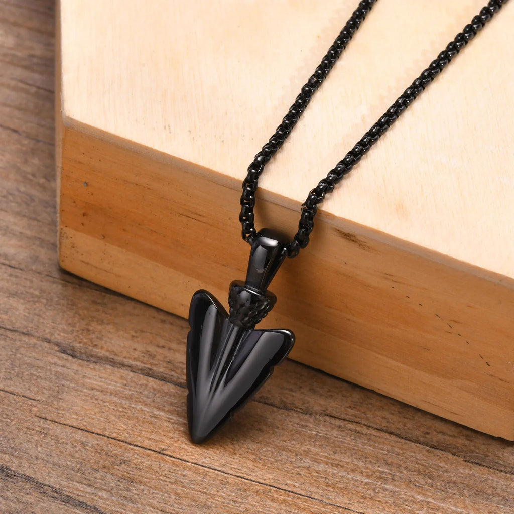 FBA Men's Stainless Steel Spear Head Pendant Necklace | Anti-Allergy Vintage Jewelry