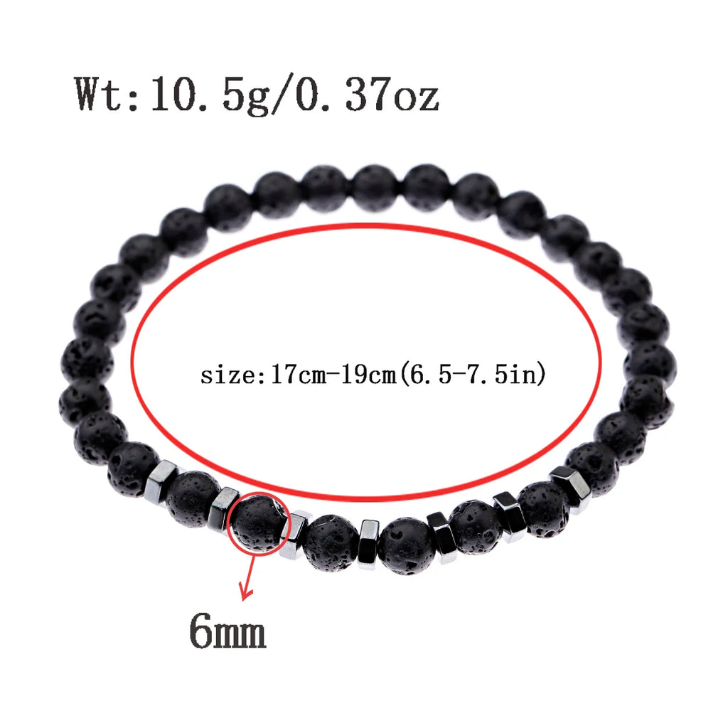 FBA Natural Stone Matte Black Beaded Bracelet | Yoga Jewelry for Men & Women