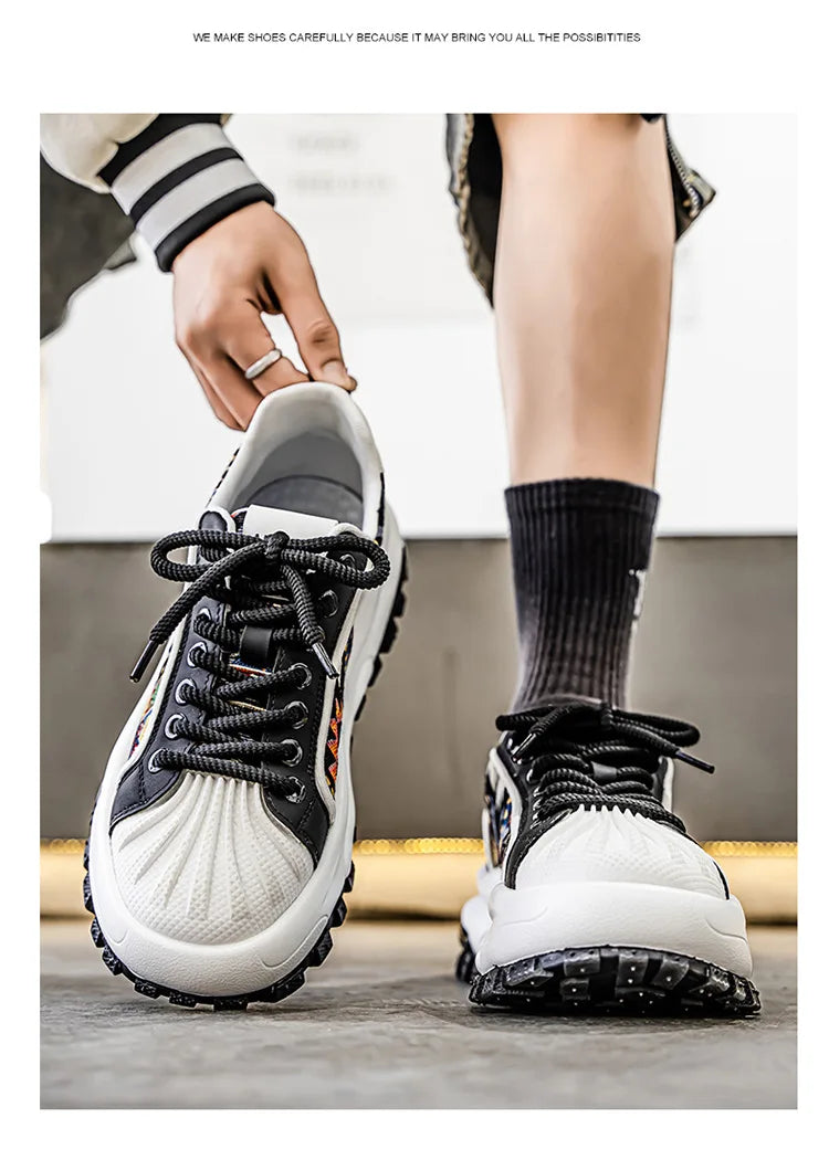 FBA Men's Low Top Thick Soled Platform Sneakers | Casual Sports Shoes