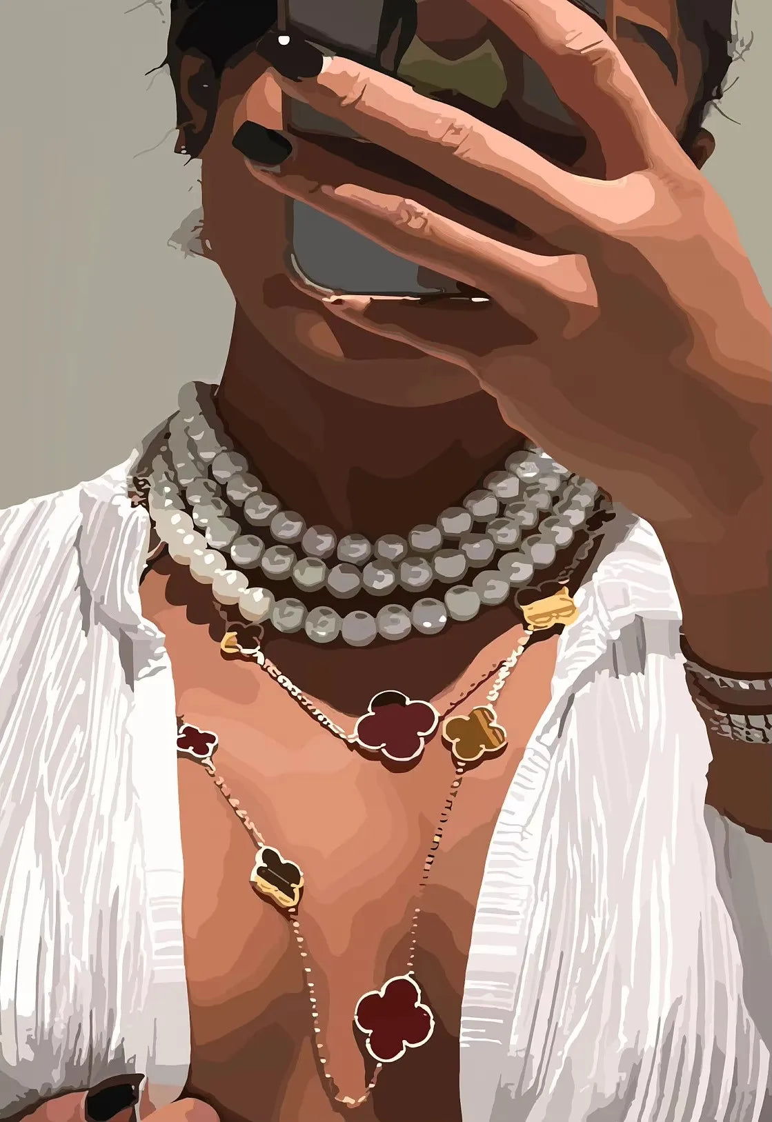 Hip Hop Black Girl Gold Jewelry Canvas Print | Afro Woman Wall Art