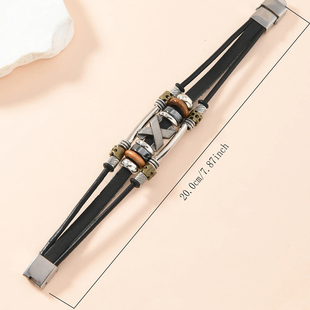 FBA Handmade Genuine Leather Beaded Bracelet | Unisex Jewelry