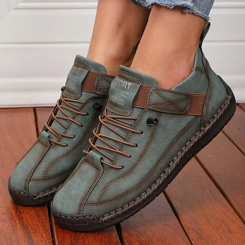 Women's Retro British-Style Lace-Up Ankle Boot — Waterproof Microfiber