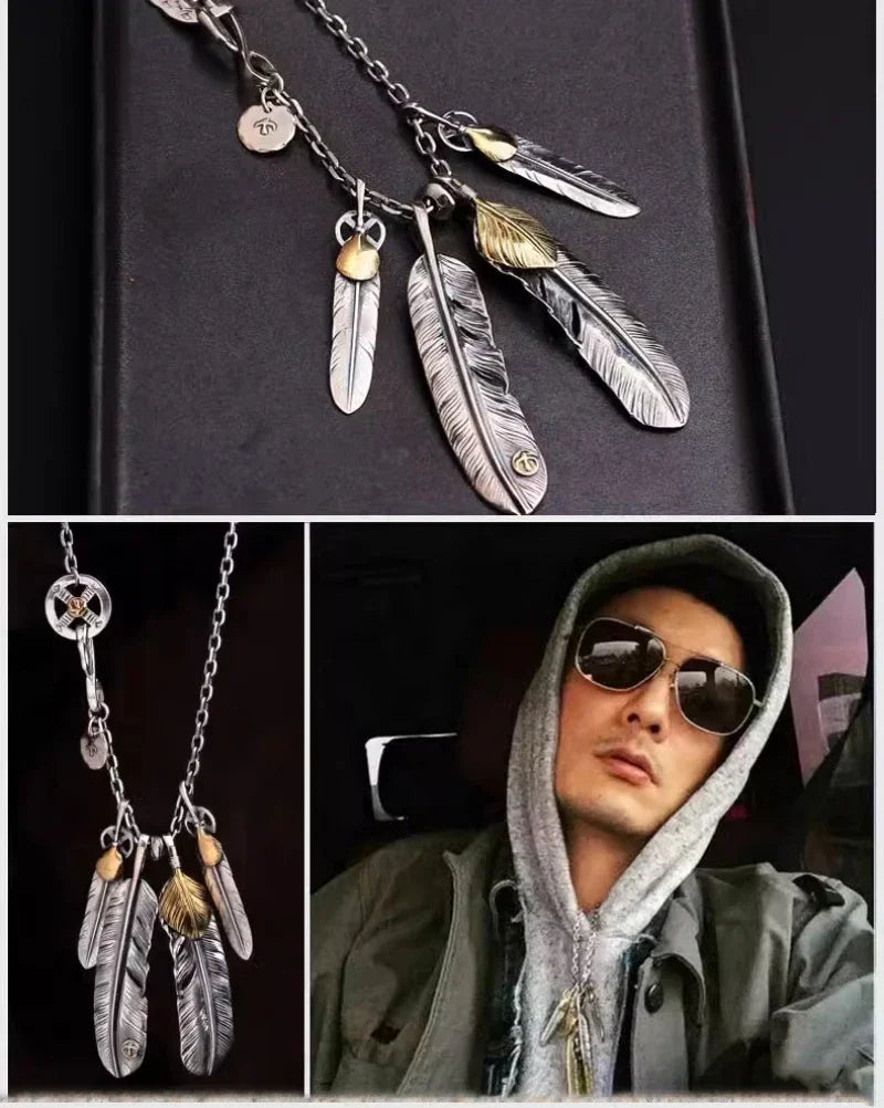 FBA Classic Feather Pendant Necklace Set | Hip Hop Punk Jewelry