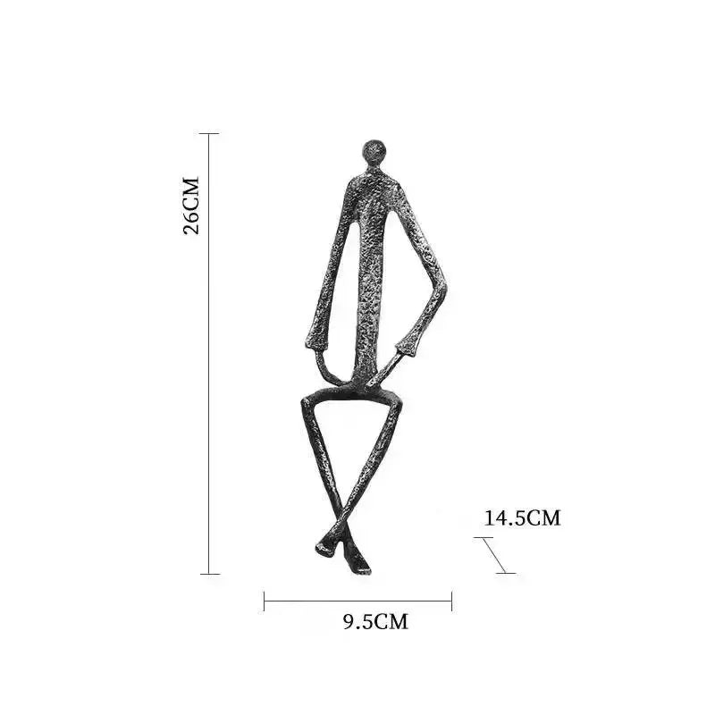 Abstract Metal Human Sculpture | Cast Iron Art Deco Desktop Ornament for Home Decor