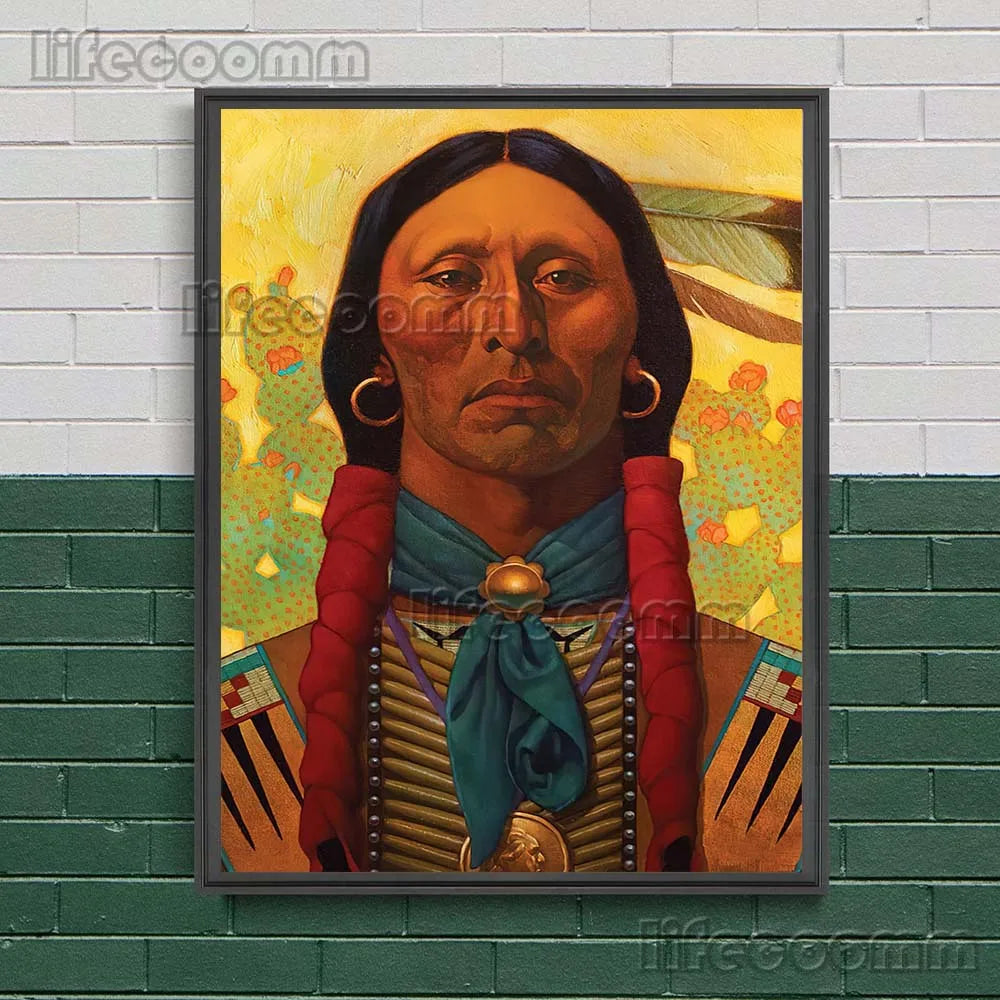 Retro Western Portrait Canvas Print | Classical Figure Wall Art Poster for Home Decor