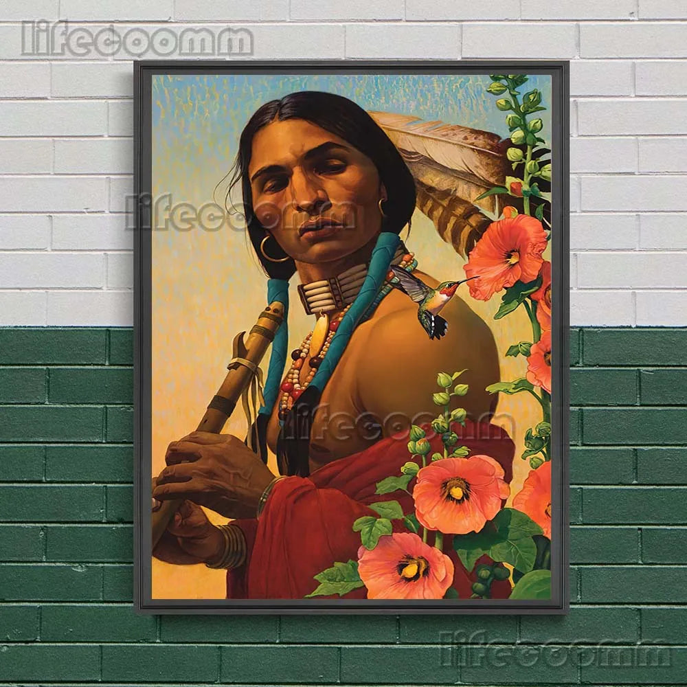 Retro Western Portrait Canvas Print | Classical Figure Wall Art Poster for Home Decor