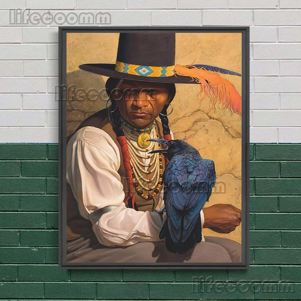 Retro Western Portrait Canvas Print | Classical Figure Wall Art Poster for Home Decor
