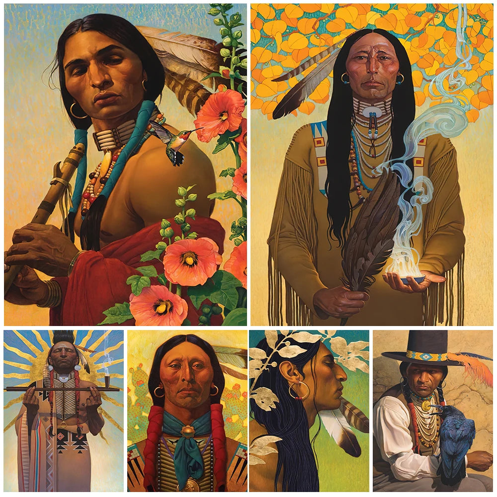 Retro Western Portrait Canvas Print | Classical Figure Wall Art Poster for Home Decor