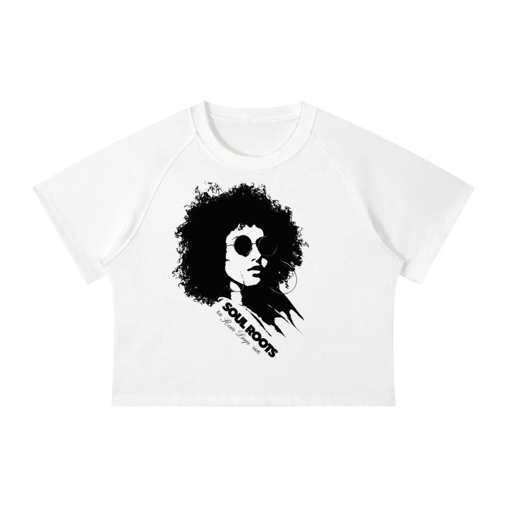 Soul Roots White Raglan Crop T-Shirt