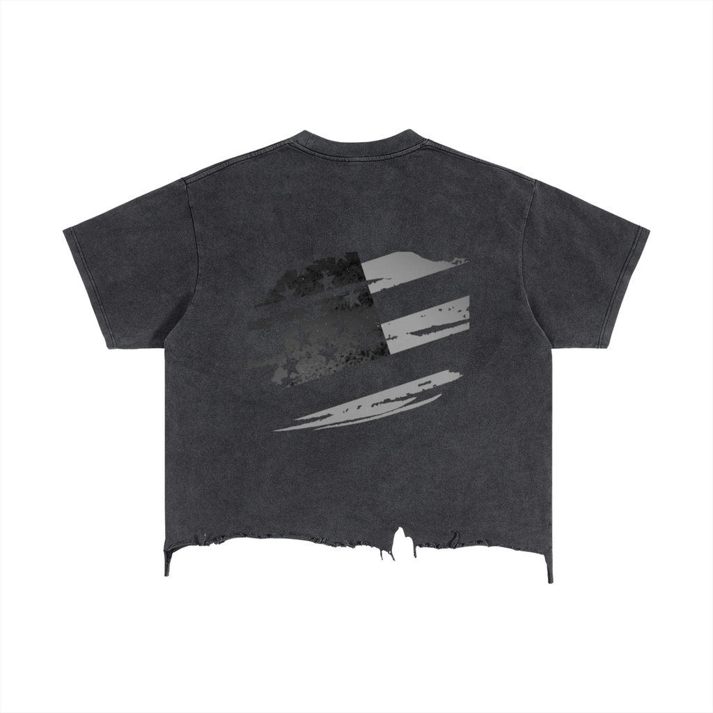 FBA Vintage Vibe Wash Boxy Distressed Hem T-Shirt