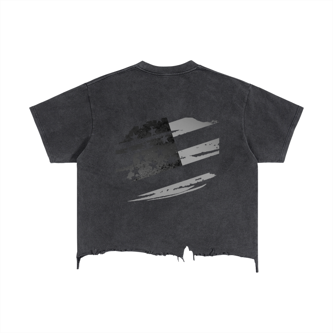 FBA Vintage Vibe Wash Boxy Distressed Hem T-Shirt